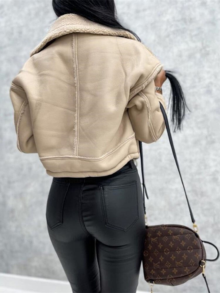 Motorradjacke mit Revers und Sherpa-Futter – Zoë