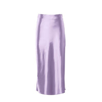 Satinschimmernder Damen Midirock in A-Linie mit hoher Taille – Liora