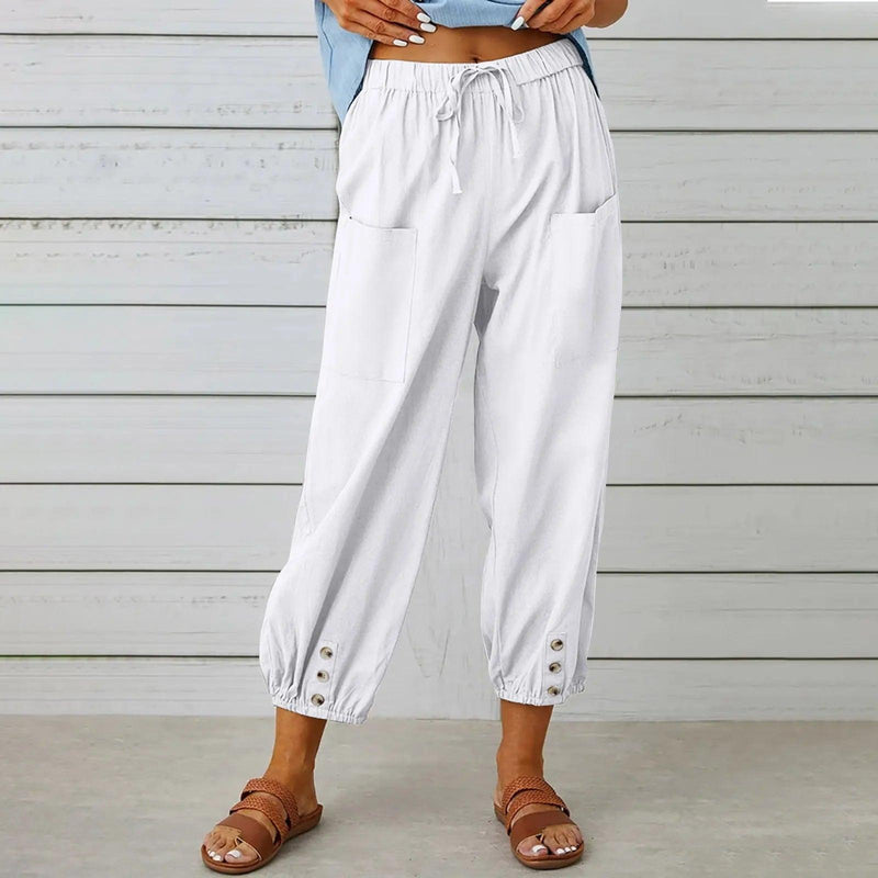 Leichte Sommer-Leinenhose mit Kordelzug & weitem Schnitt – Mira