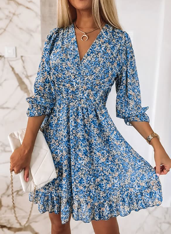 ELEGANTES GEBLÜMTES MINIKLEID - Fiadora