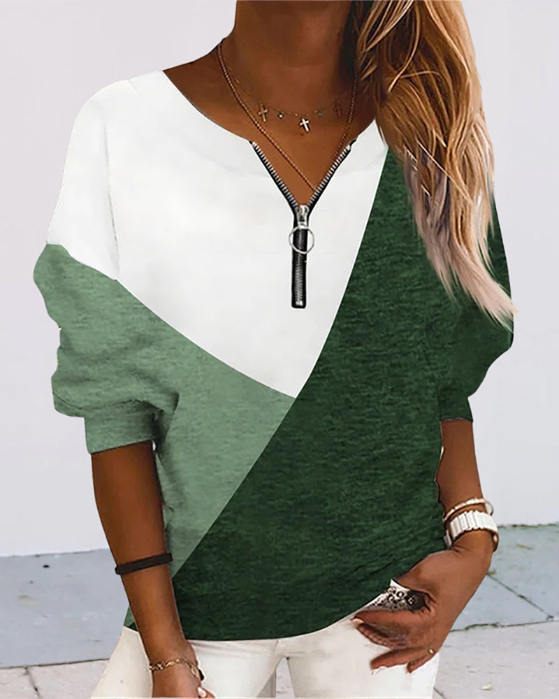 Colour Block Zip Sweatshirt - Dana