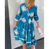 Trendiges Kleid mit Blumenmuster und 3/4-Ärmeln – Elin
