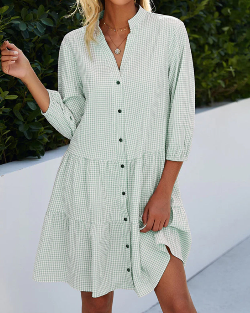 Leichte Sommerkleid Damen aus Baumwolle mit V-Ausschnitt – Nayana