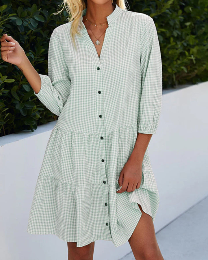 Leichte Sommerkleid Damen aus Baumwolle mit V-Ausschnitt – Nayana