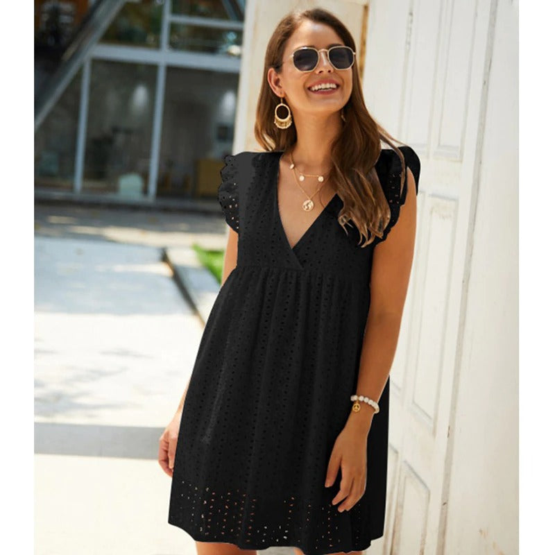 Trendy Sommer-Minikleid mit Volantärmeln – Elina