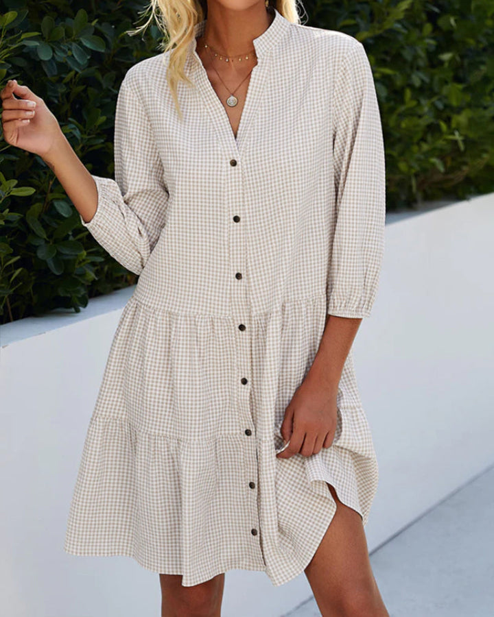 Leichte Sommerkleid Damen aus Baumwolle mit V-Ausschnitt – Nayana