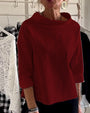 Damen Herbstbluse mit hohem Kragen und 3/4-Ärmeln – Mireille