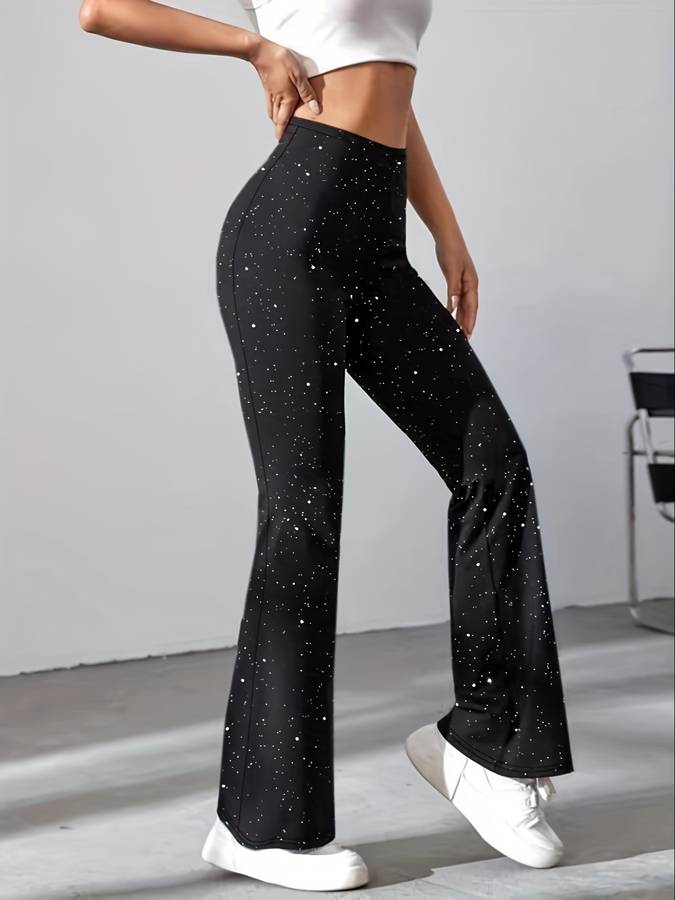 Glitzer Flared Damenhose - Sophie