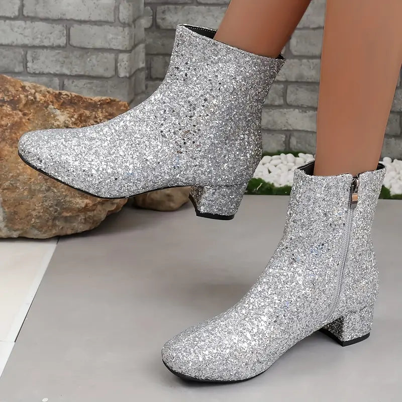 Damen Glitter Stiefeletten mit Absatz – Raelene