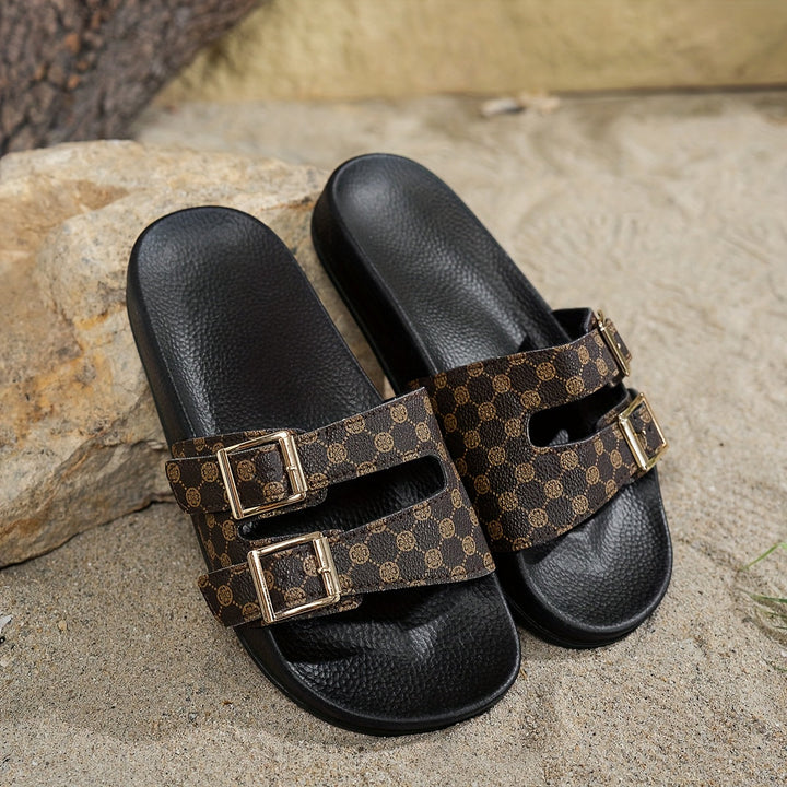 Adjustable Sandals with Black-Brown Pattern – Noëla