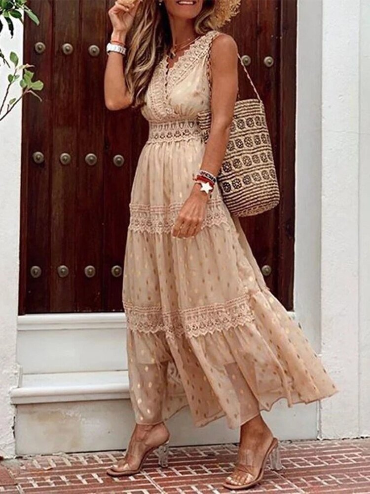 Luftiges Boho Sommerkleid im Ibiza-Stil mit V-Ausschnitt – Niva