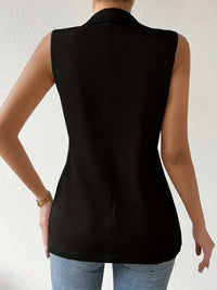 Trendy Sleeveless Blazer with Button Details - Yara