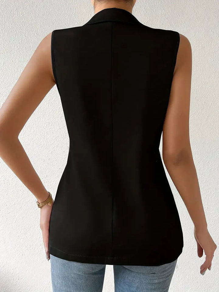 Trendy Sleeveless Blazer with Button Details - Yara