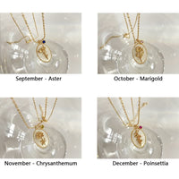 Geburtsstein- und Geburtsblumen-Halskette – Aurora