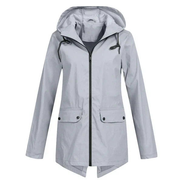 Trendy Women's Rain Jacket with Hood - Liora
