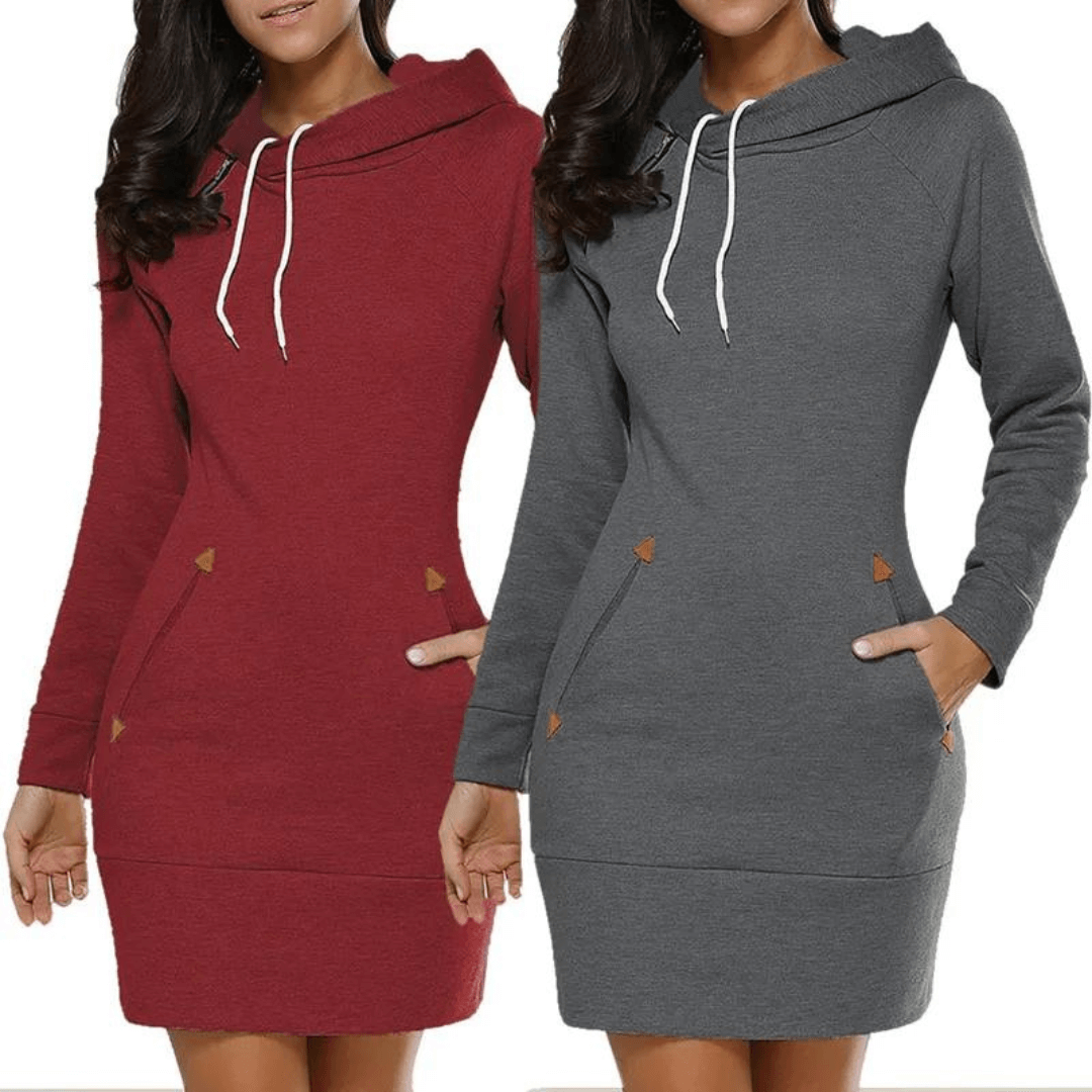 Kapuzen-Sweatkleid mit Taschen – Isabella