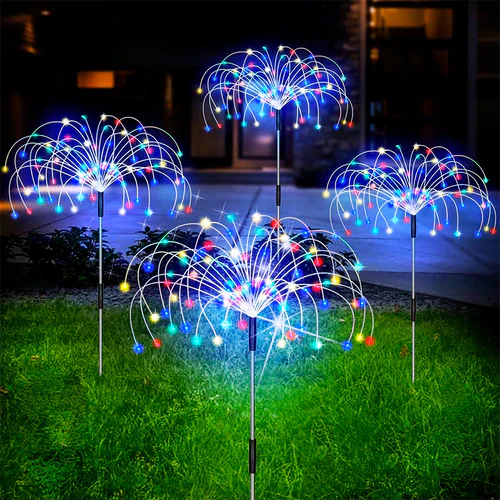 Waterproof Solar Garden Lamp with Fireworks Effect – SparkGlow