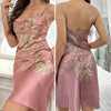 Zweiteiliges Satin-Nachthemd & Kimono-mit Blumenprint – Noelle