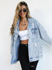 Wasserfeste & Gefütterte Oversized Damen Jeansjacke mit Kapuze – Talia