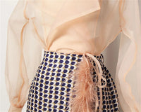 Two-piece chiffon summer outfit with belt and skirt – Maurelle