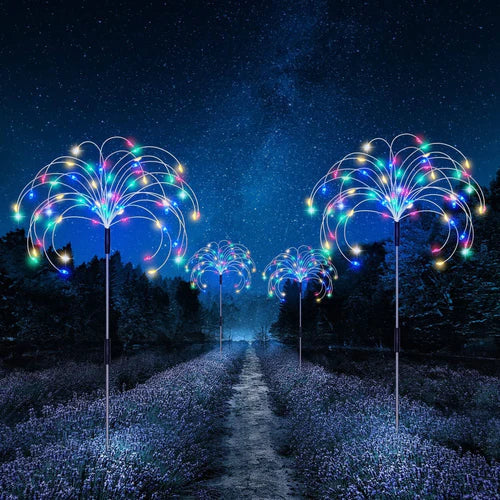 Waterproof Solar Garden Lamp with Fireworks Effect – SparkGlow