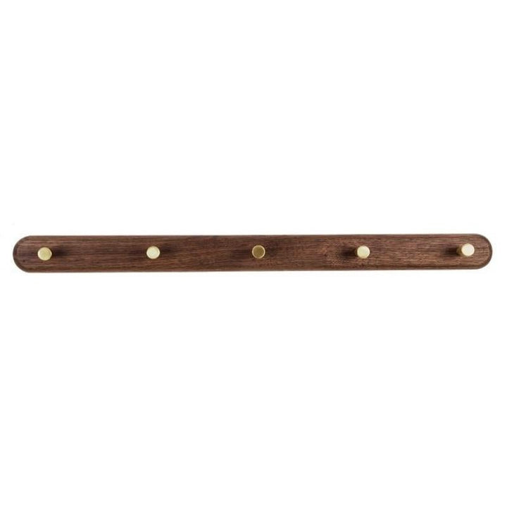 Wall-mounted wooden coat rack with brass hooks - LignaHook