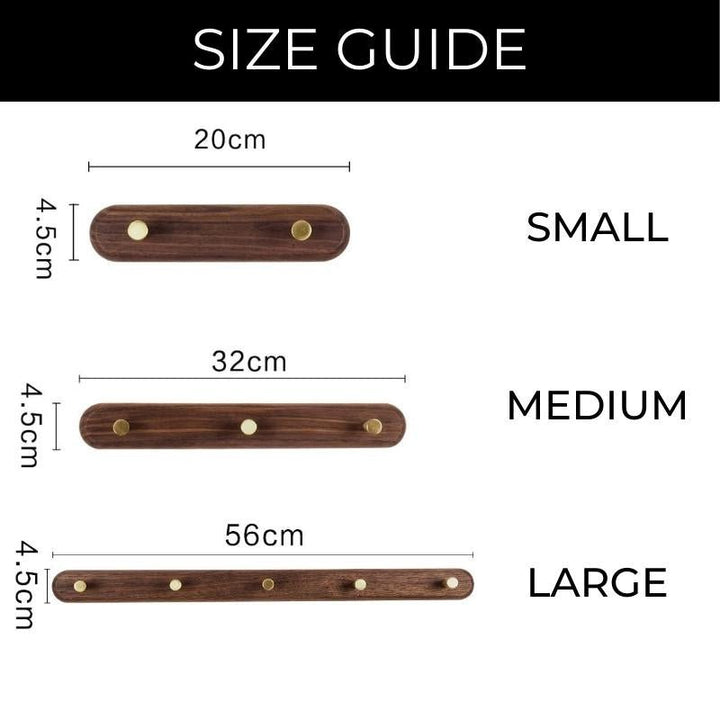 Wall-mounted wooden coat rack with brass hooks - LignaHook