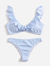 Blue and White Striped Bikini - Lina