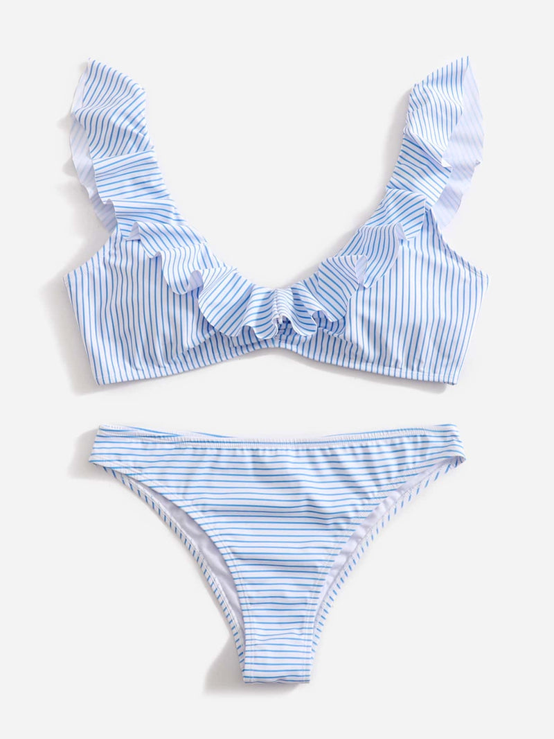 Blue and White Striped Bikini - Lina