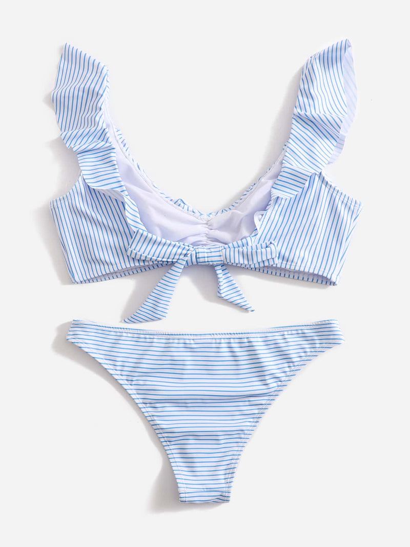 Blue and White Striped Bikini - Lina