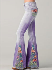 Flared pants with trendy floral pattern - Luna