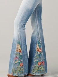Flared pants with trendy floral pattern - Luna