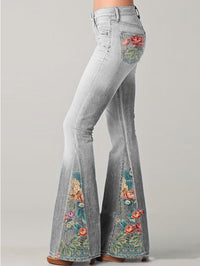Flared pants with trendy floral pattern - Luna