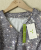 Schimmerndes Silbernes Disco-Glitzer V-Ausschnitt Langarmshirt - GlamFrost