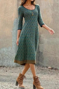 Luftige & Stilvolle Midi-Kleid mit Print und halbem Ärmel – Livia
