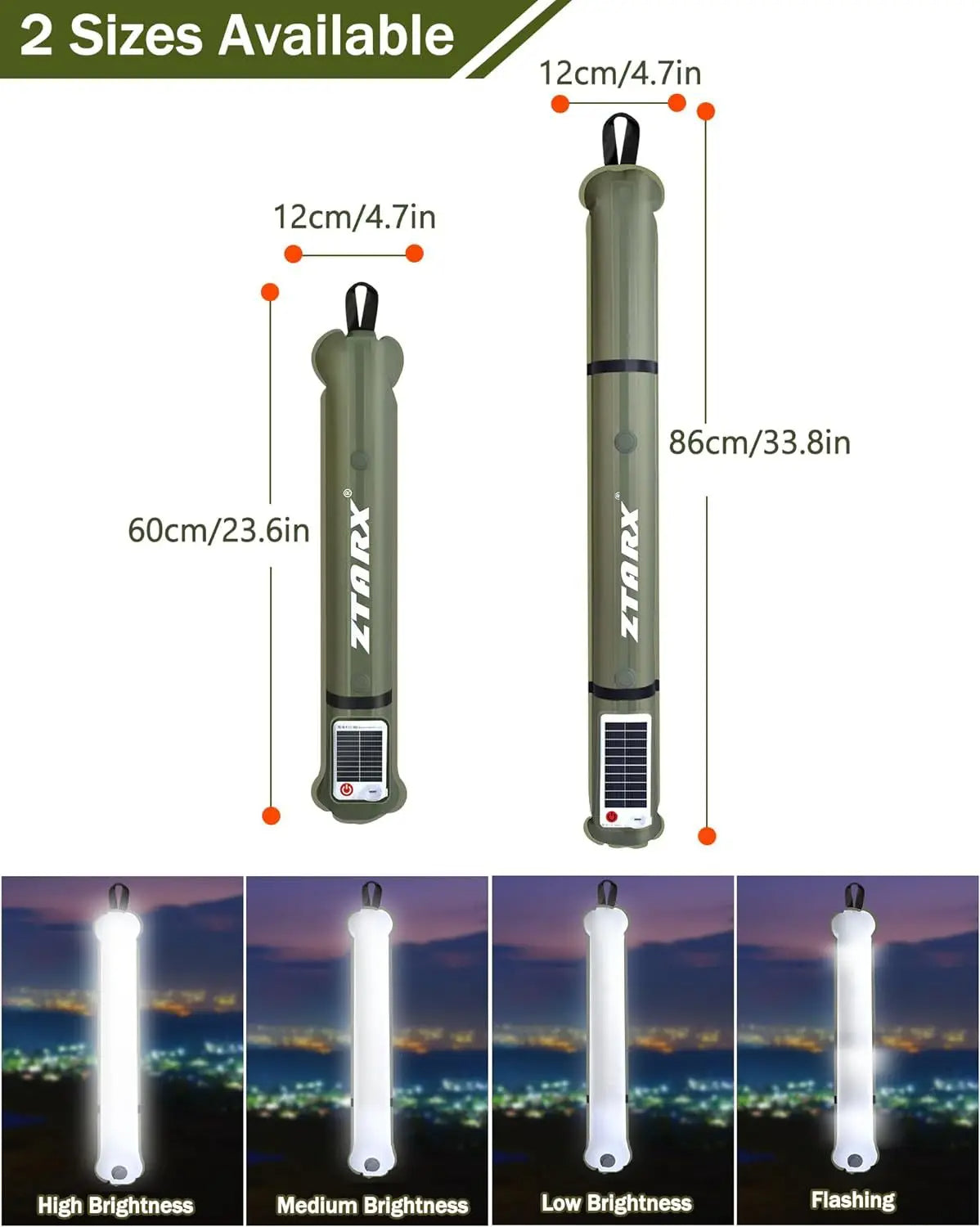 Aufblasbare Solar-LED-Rohrlampe – LumiGlow Pro