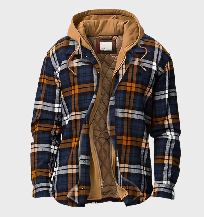 Warme Herrenjacke mit Muster & Kapuze – HeatStyle