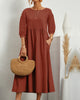 Damen Midikleid mit Rundhalsausschnitt & Laternenärmeln – Selina