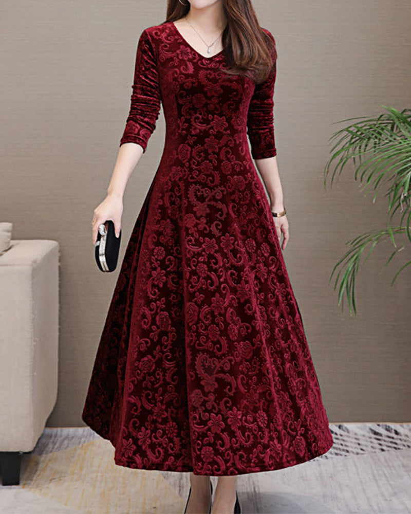 Damen Midikleid mit A-Linie & V-Ausschnitt – Amara