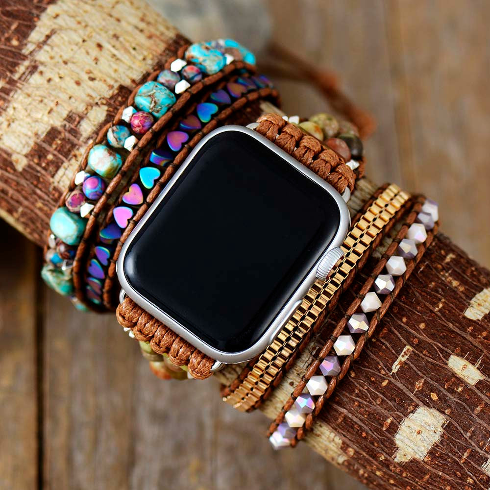 Jaspis- & Onyx-Boho-Armband für Apple Watch – Lyra