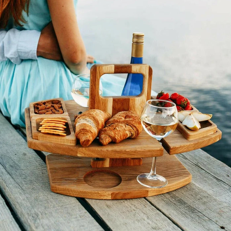 Tragbarer Holz-Picknick-Weintisch – WineNest