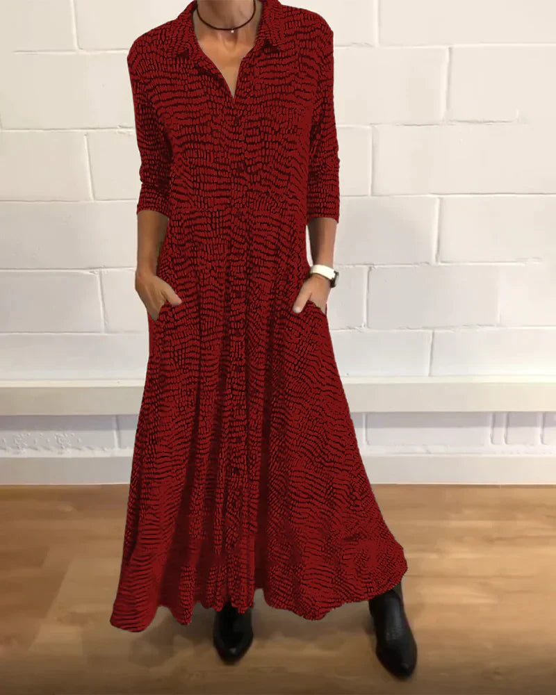 Langes Lockeres Herbstkleid – Maris in Herbstlaubfarben
