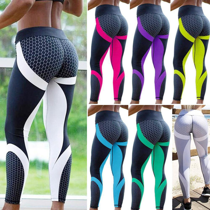 High Waist Damen Yoga Leggings mit Geometrischem Muster – Aurora