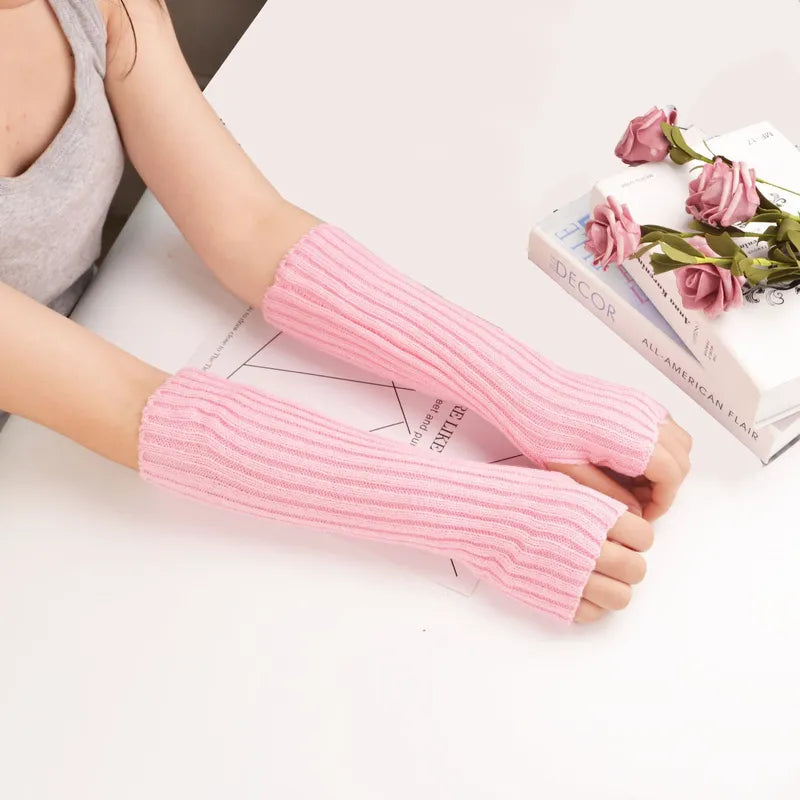 Lange Fingerlose Strickhandschuhe - FlexiWarm