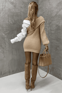 Damen Strickkleid mit angenähtem Hemd – Elodie