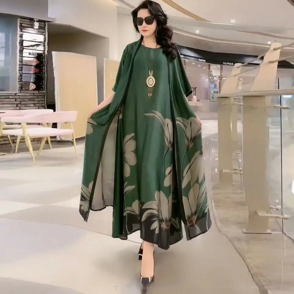 Damen Maxikleid mit geradem Schnitt und langen Ärmeln – Yara