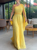 Trendy Ein-Schulter Maxikleid mit Plisseefalten – Mirella
