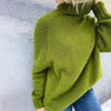 Grasgrüner Oversized Damen-Rollkragenpullover - Nora