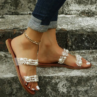 Bohemian Slip-On Women's Sandals with Bead Decoration – Elvyna