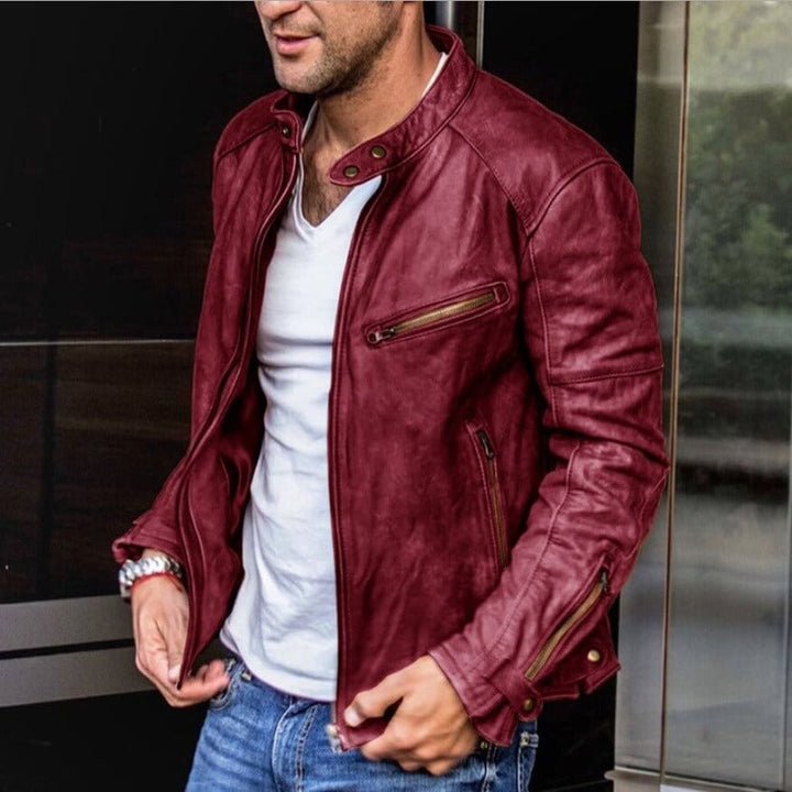 Herren-Lederjacke mit wetterfester Herbstbeschichtung – Leandro